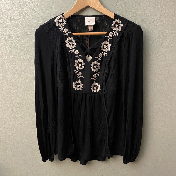 Lace Up Peasant Blouse - Picture 1 of 3